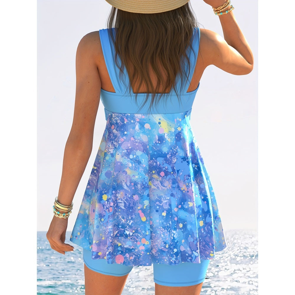 Pastel Splash Bow - Tied Swim Dress Summer Beach Fashion Comfort Assured & Trendy