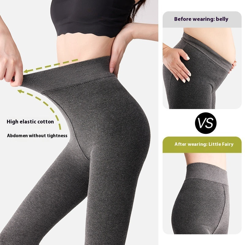 Winter Fleece-lined Thick Solid Color Pressure Slim Looking Socks Warm Foot Silk Stockings Women