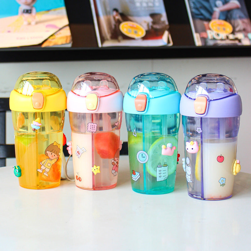 High Face Value Dual Drinking Cup Creative Straw Cup