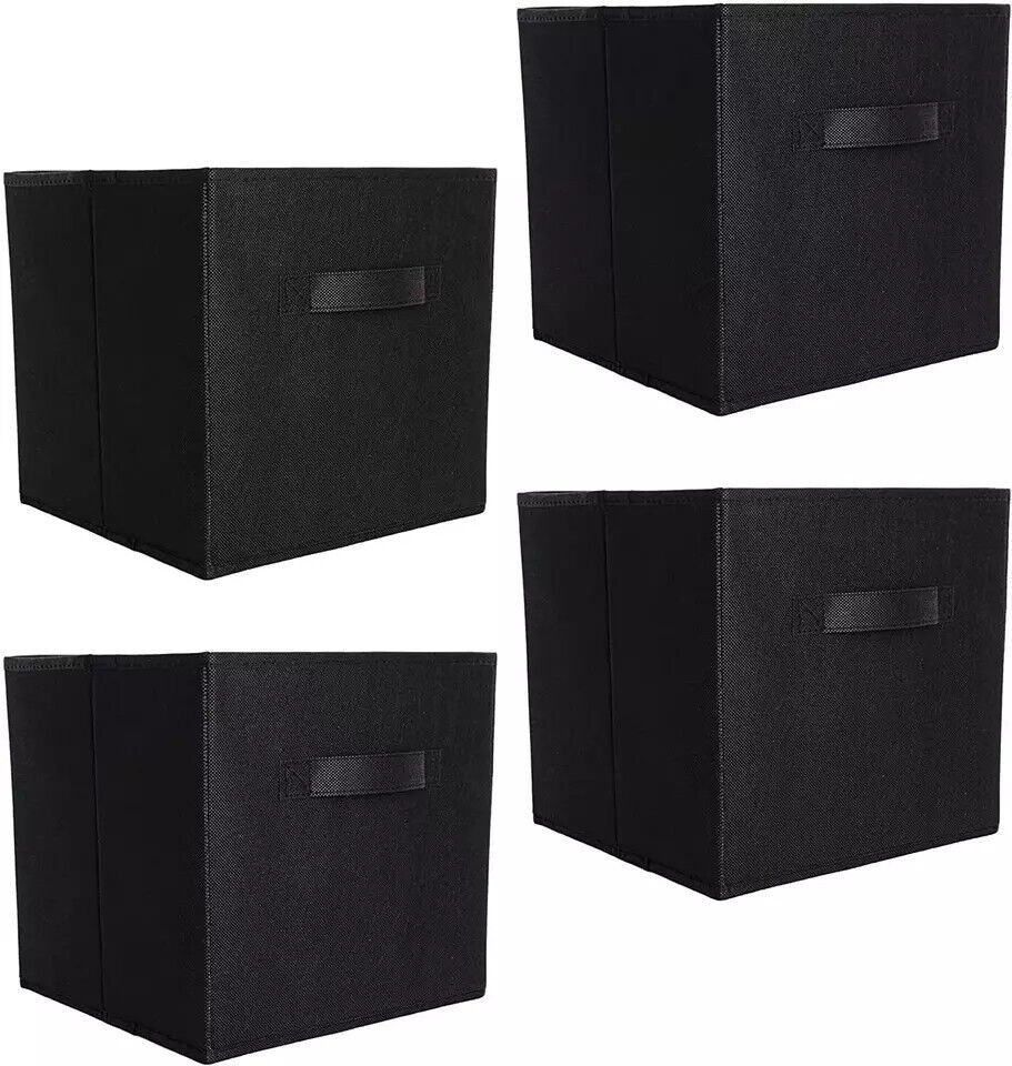 4 Pack Foldable Storage Box Foldable Canvas Drawer Organizer Fabric Cube