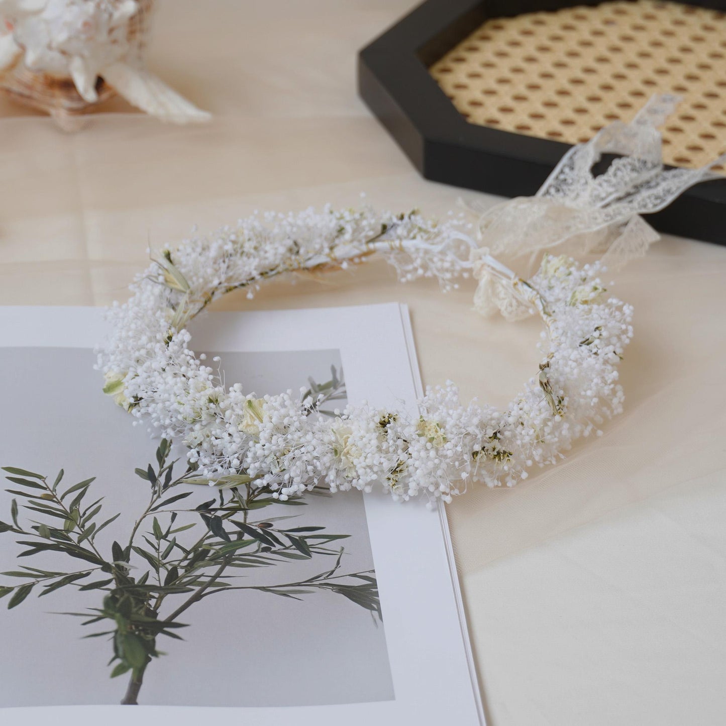 Gypsophila Crown, Dried Flower Crown, Bridal Wedding, Daily Party, Birthday Suitable Crown