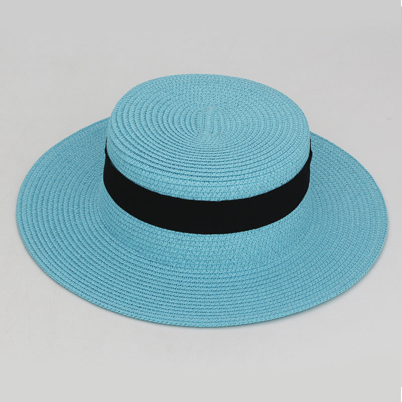 21 Color Square Buckle Dome Panama Lafite Flat Straw Hat