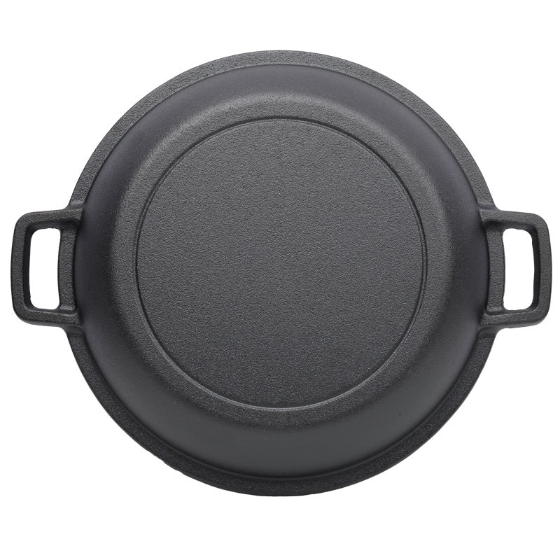 One In One Pre Seasoned Cast Iron Dutch Oven With Dual Handles, Outdoor Camping Deep Pot, With 2 Silicone Handle Covers, Banned Platform Temu