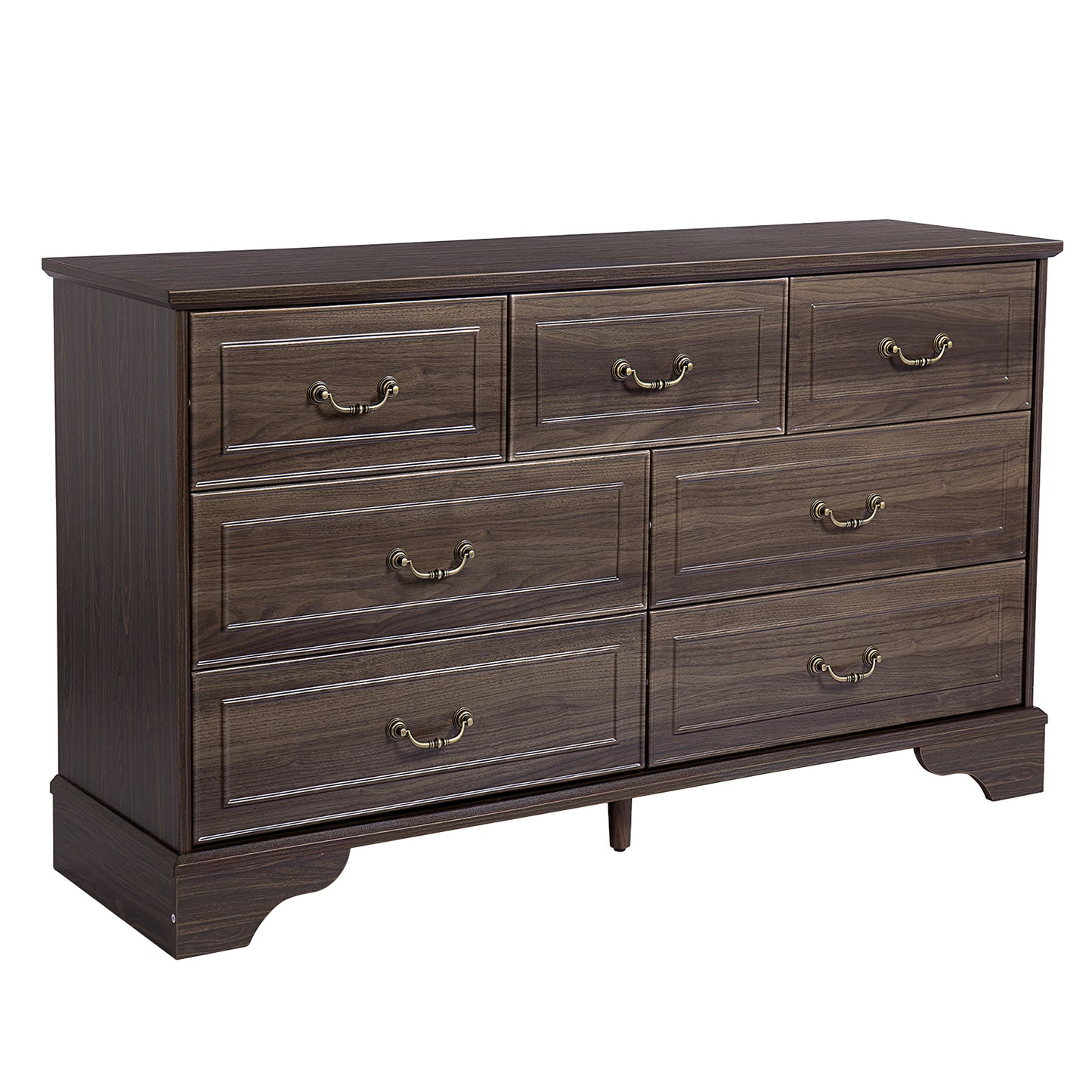 Brown P2 MDF 137x40x80CM 3-layer 7-drawer Chest Of Drawers 1pcs