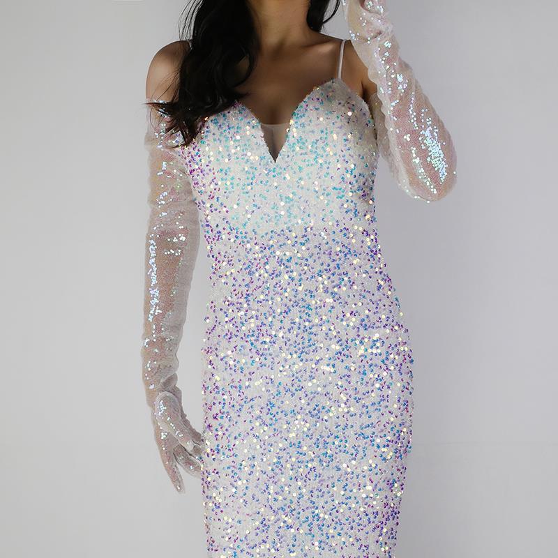 Sequined Sleeve Cover Lace Mesh Specialty