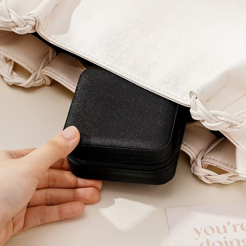 Neveika Portable Travel Mini Jewelry Box Leather Jewellery Ring Organizer Case Storage Gift Box Girls Women
