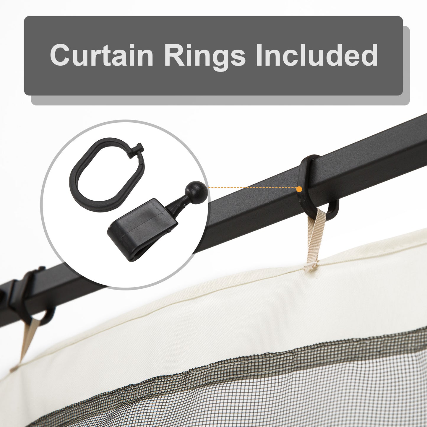 10x10 Gazebo With Netting, Canopy Tents With Zippers, Black Rings, High-quality Polyester, Washable, Sidewall Only Black