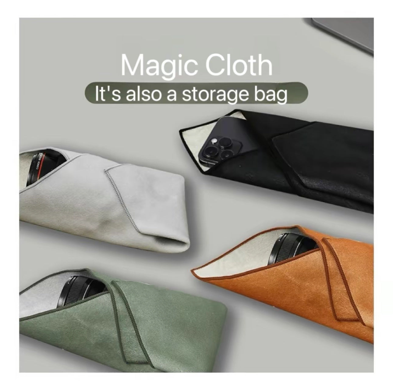 Magical Cloth, Portable Makeup Bag & Camera Bag Stick & Go Design ,One-Piece Makeup, Camera, And IPad Storage, Self-Adhesive, Creative, And Protective