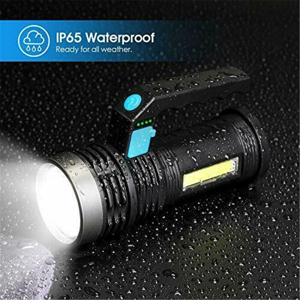 Super Bright 2200000LM LED Torch Tactical 4 Models USB Rechargeable Flashlight