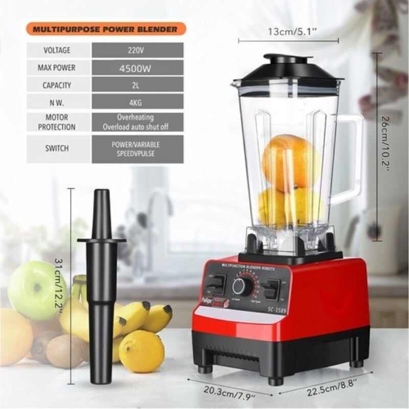 4500W Multifunctional Blender Food Processor Smoothie Juicer Ice Crusher 2 Jugs