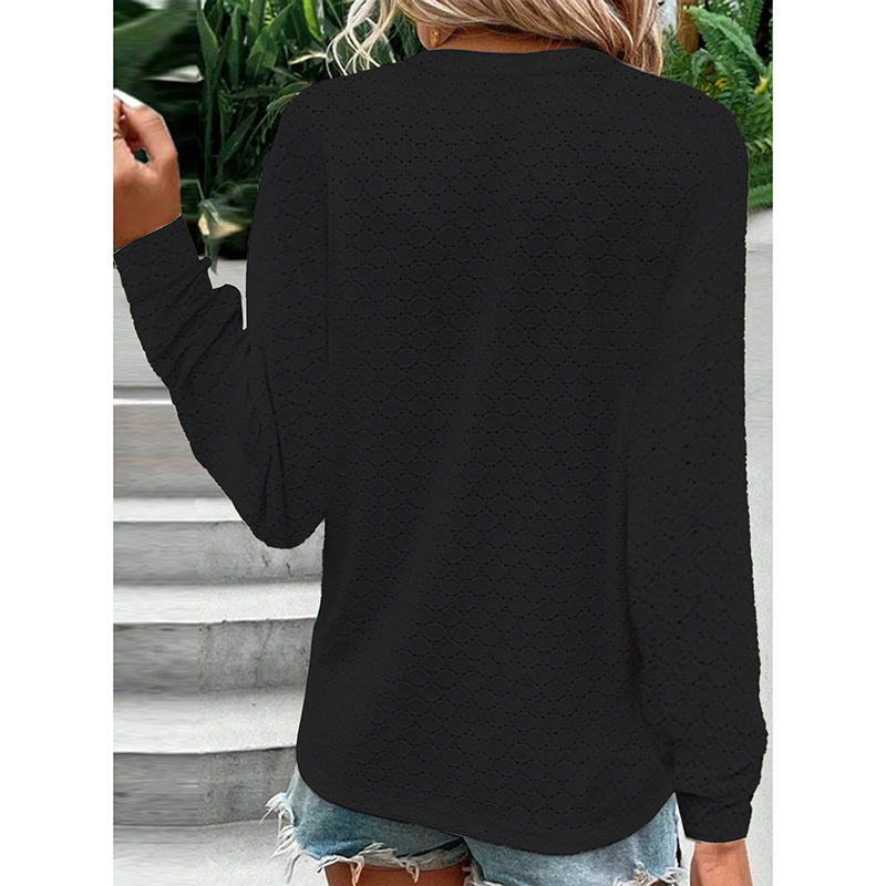 Women's Long Sleeve Shirts Dressy Casual Button V Neck Tops Loose Fit Trendy Fall Clothes
