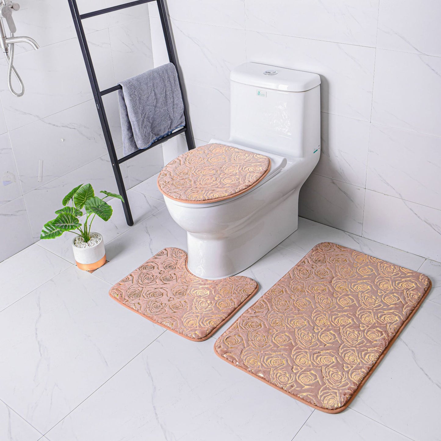 Gilding Carpet Bathroom Three-piece Set Household Doorway Non-slip Carpet Mat