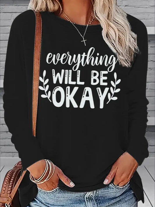 Women's Print Long-sleeved Hoodless Sweatshirt