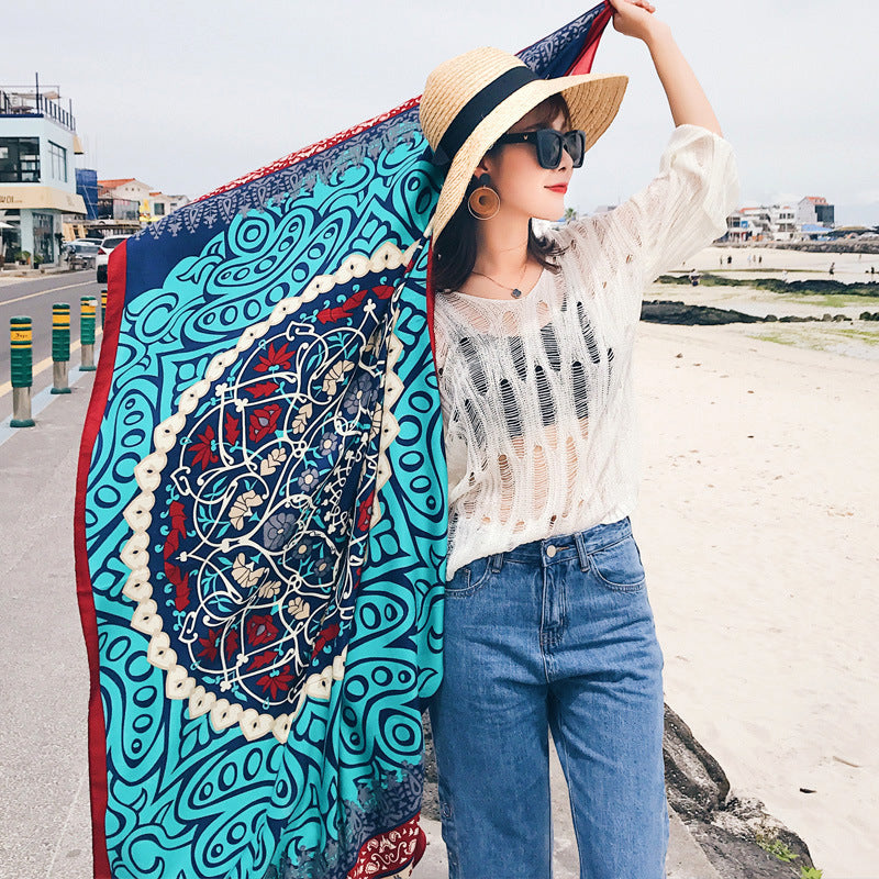 Ethnic Style Bohemian Oversized Sunscreen Beach Scarf