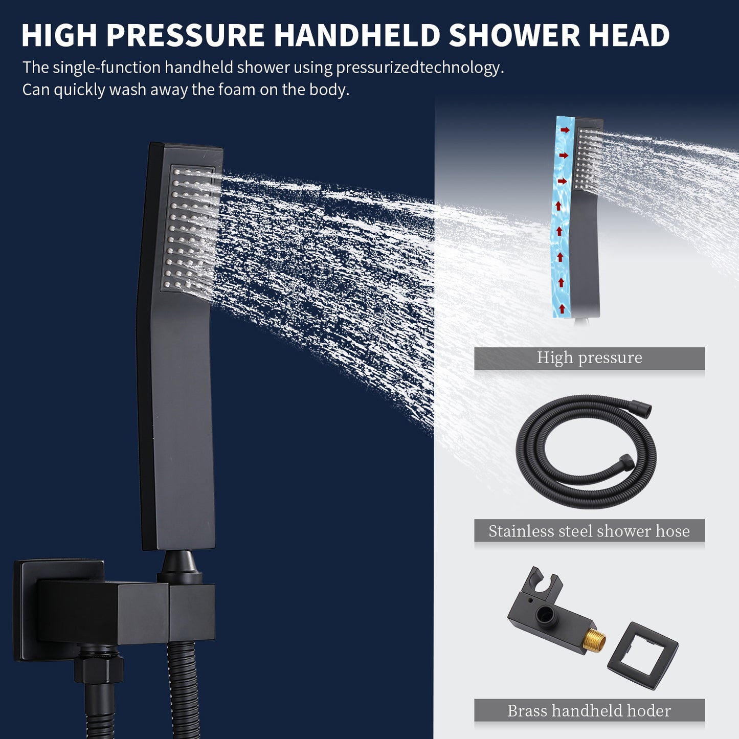 Shower System Shower Faucet Combo Set Wall Mounted With 12  Rainfall Shower Head And Handheld Shower Faucet, Matte Black Finish With Brass Valve Rough-In