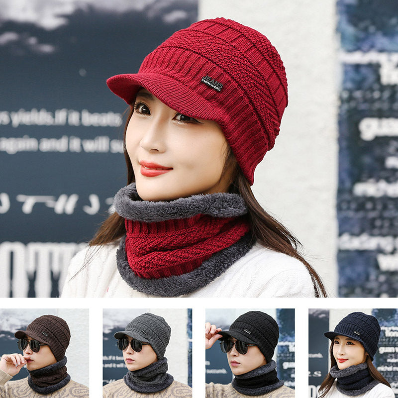 Winter Knitted Wool Cap Fleece-lined Thickened