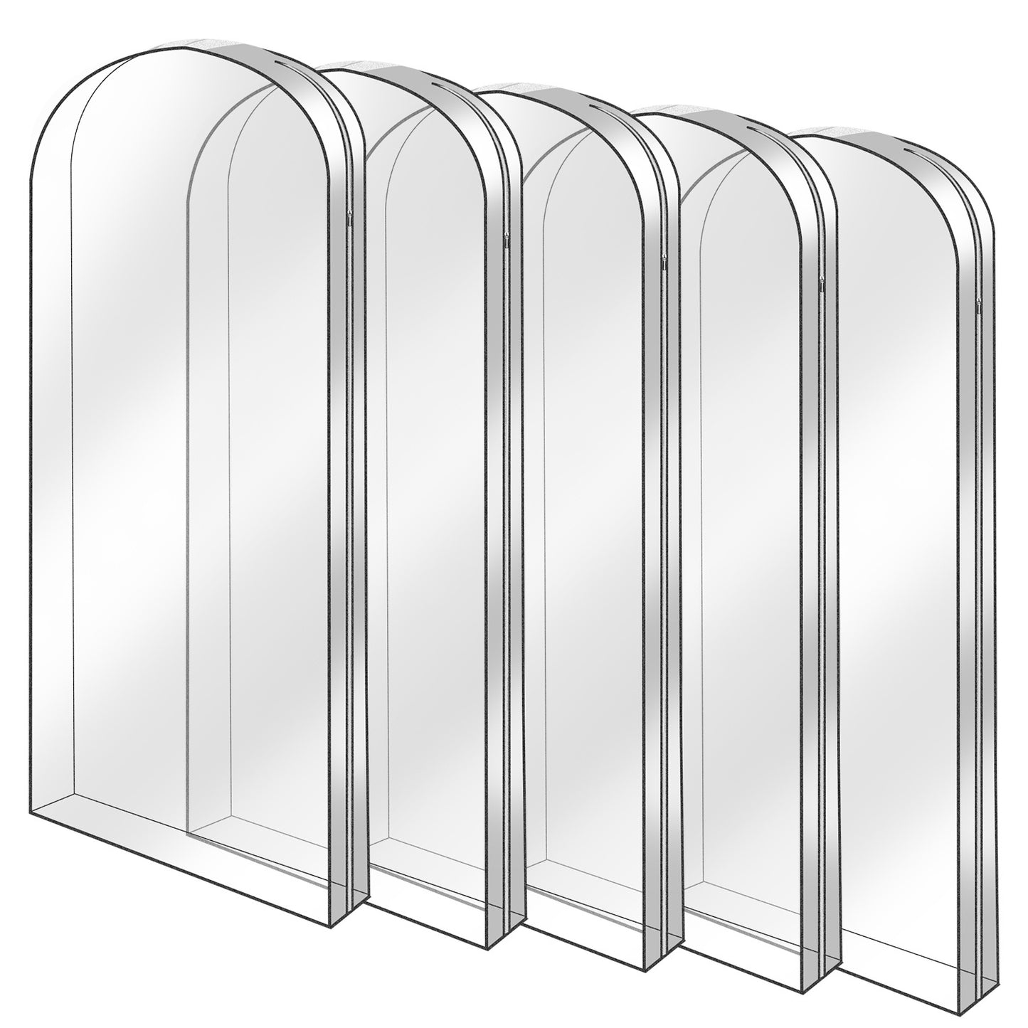 5 Pack 60In OR 40In Options Garment Bag For Hanging Clothes Dustproof Waterproof Hanging Clothes Storage Bag Clear Transparent Suits Cover For Sweater Jacket Coat Dress Shirt