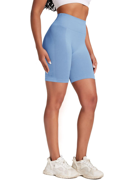 Yoga Pants - Five Points High Waist Seamless Solid Color Haze Blue