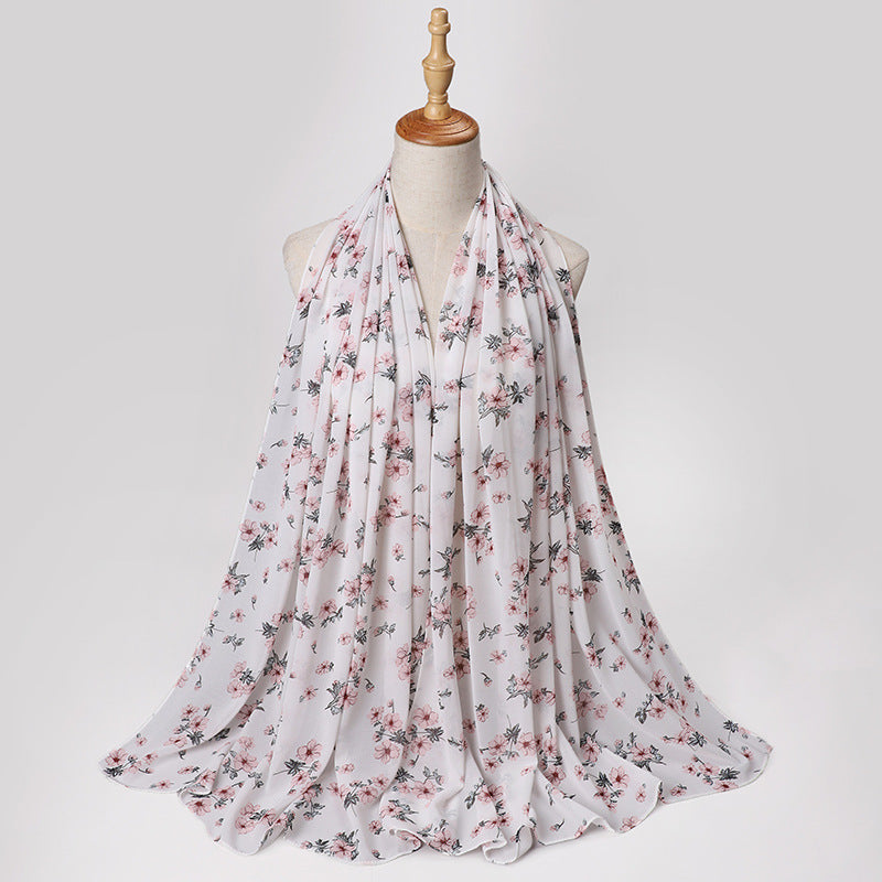 Chiffon Printed Malay Indonesian Women's Fashion Closed-toe Scarf