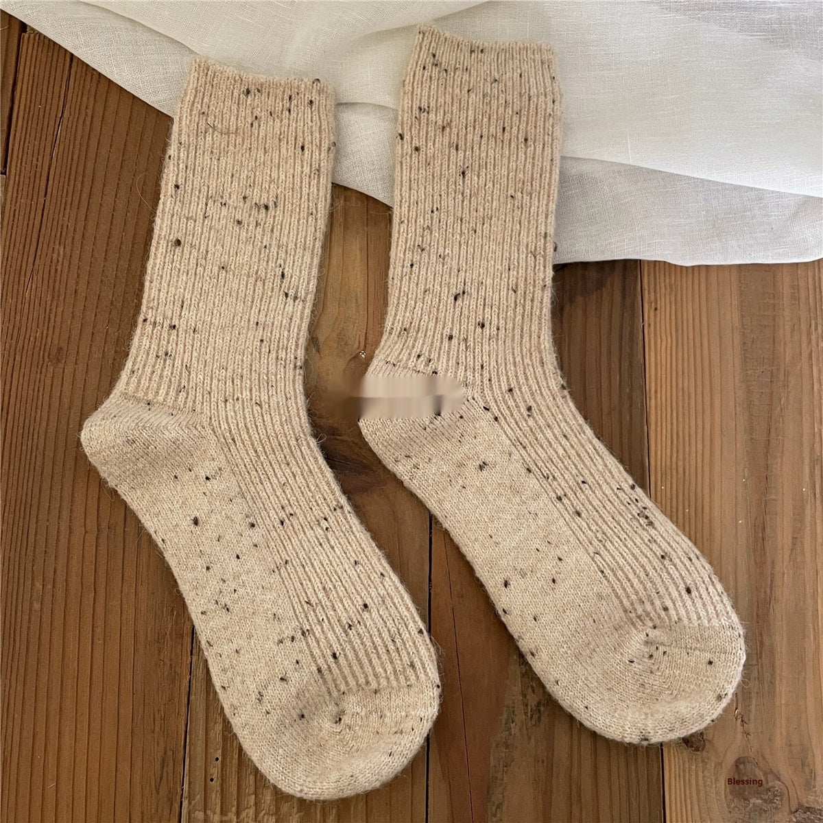 Female Solidcolor Mid-calf Length Cashmere Socks