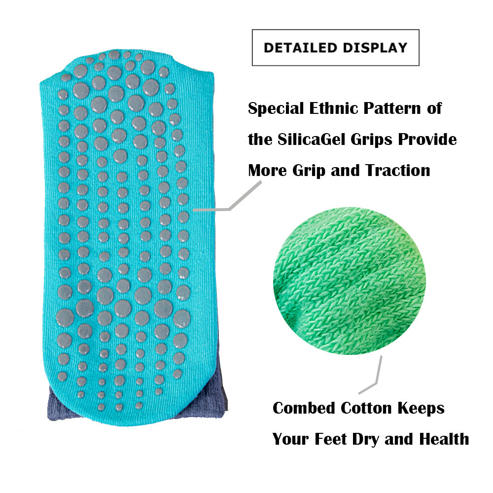 5 Pairs Pilate Grip Socks For Women Girls Anti-Skid Yoga Socks With Grips Hospital Socks Gradients Crew Socks Hospital Socks