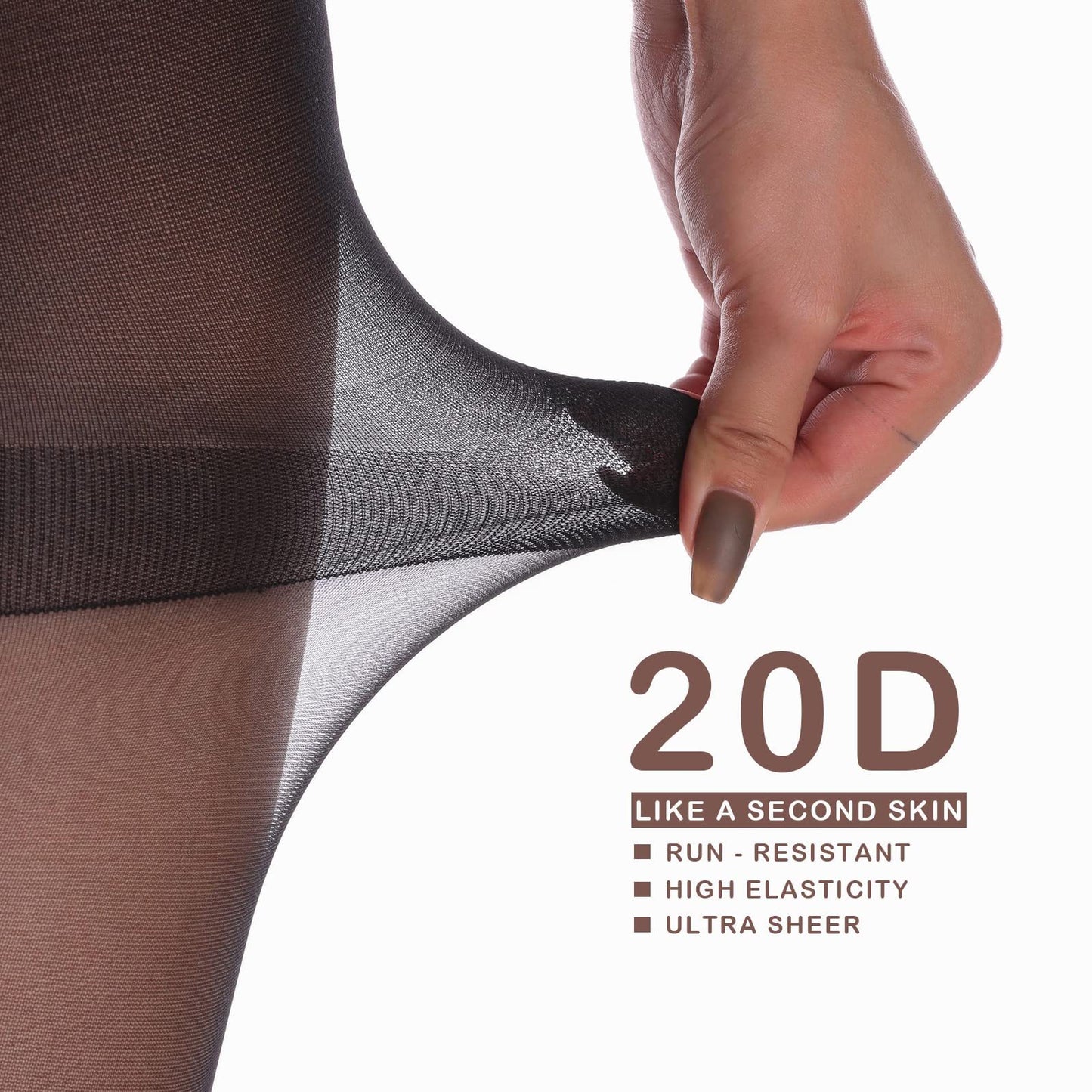4 Pairs Women's Sheer Tights 20 Denier Control Top Pantyhose With Reinforced Toes