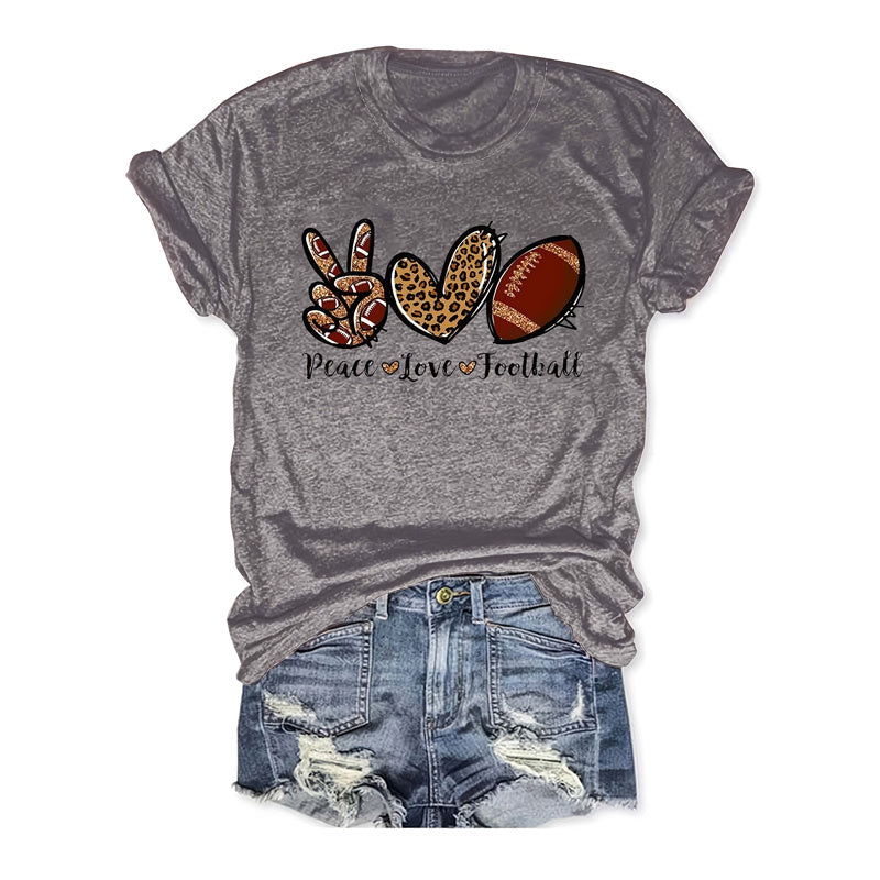 Women's Summer Round Neck Graphic Print Tee - Scissor Hands, Leopard Heart & Football Design