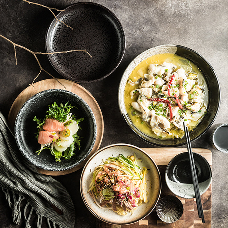 Japanese-style Household Deep Mouth Dish Ceramic Large Soup Plate Creative Round