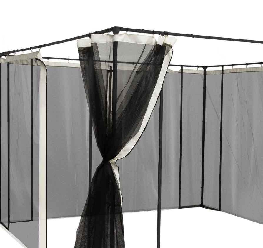 10x10 Gazebo With Netting, Canopy Tents With Zippers, Black Rings, High-quality Polyester, Washable, Sidewall Only Black