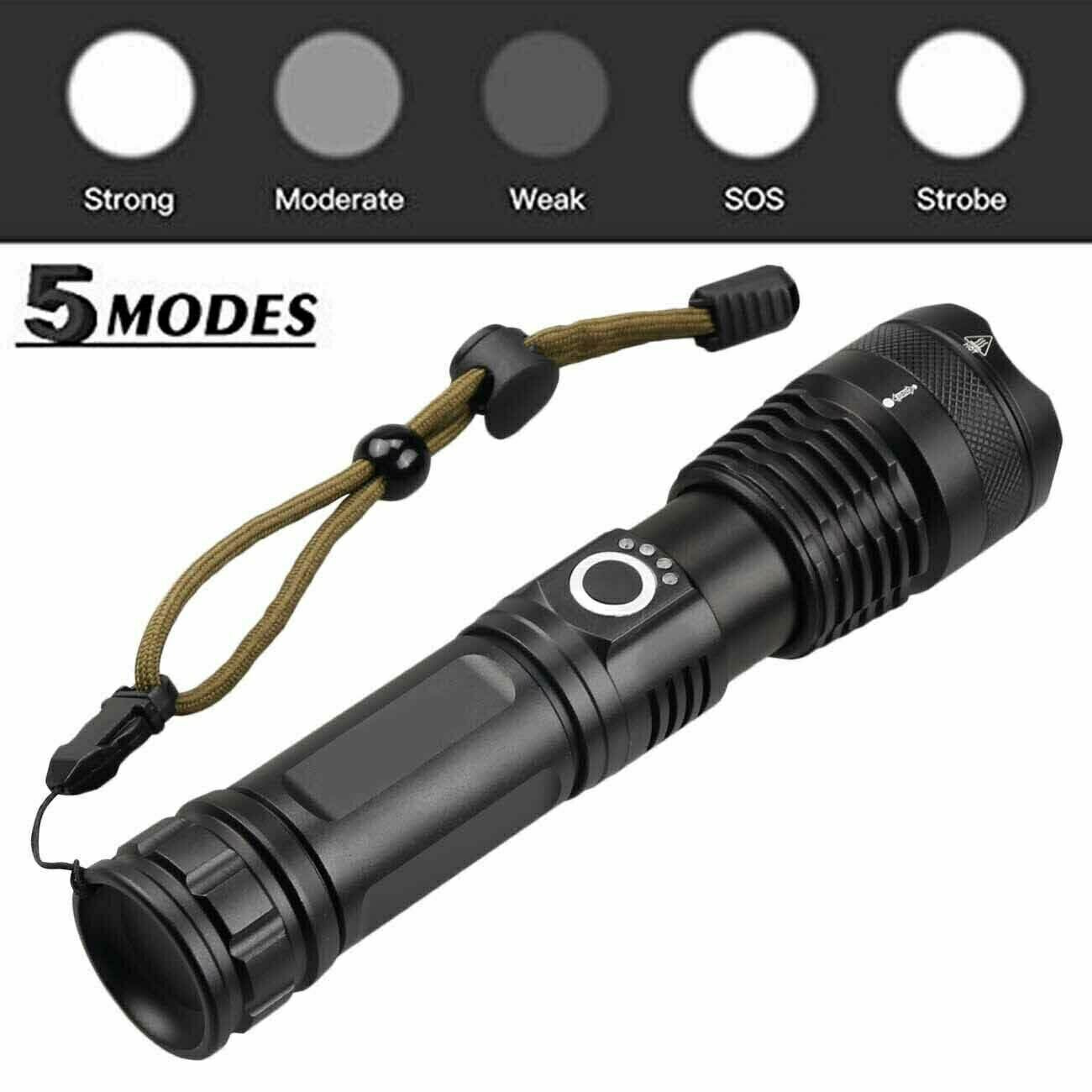 990000lm Rechargeable XHP70 Most Powerful LED Flashlight USB Zoomable Torch Lamp