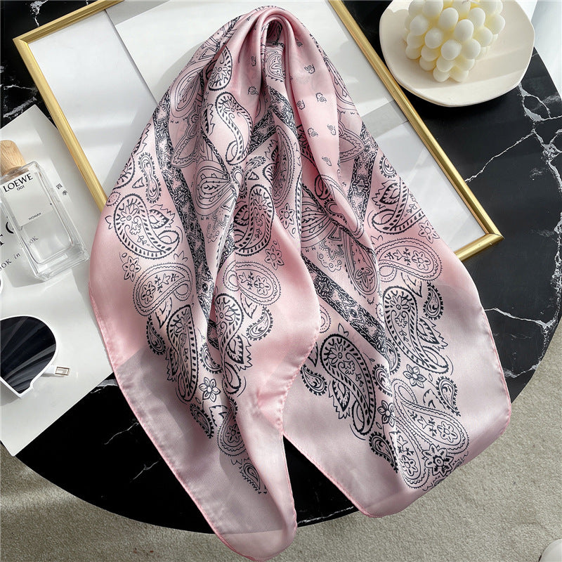 Women's Striped Silk Scarf Color Matching Versatile Printing Silk