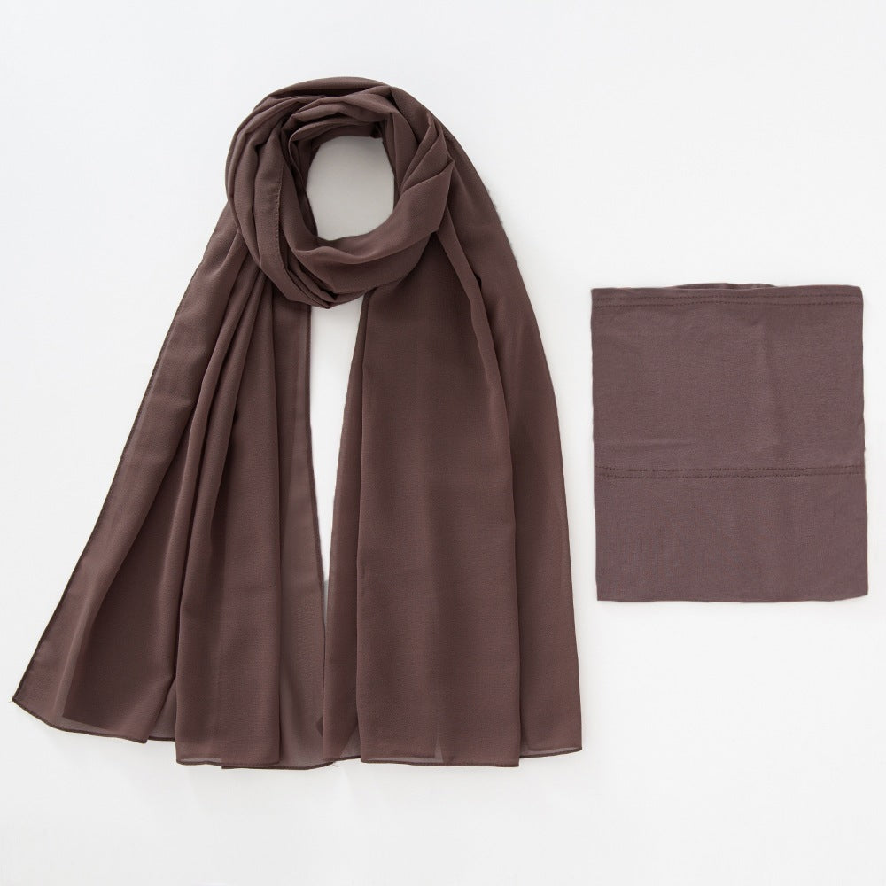 Modal Breathable Elastic Bucket Hat With Pearl Chiffon Scarf Headcloth