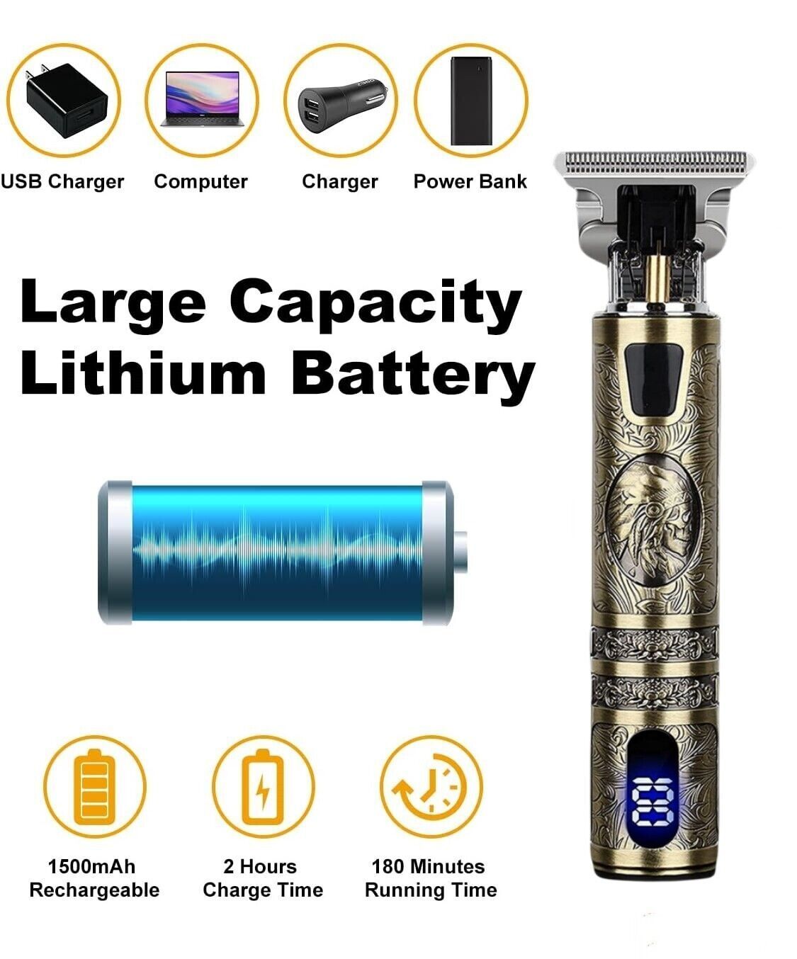 Professional Mens Hair Clippers Shaver Trimmers Machine Cordless Beard Electric