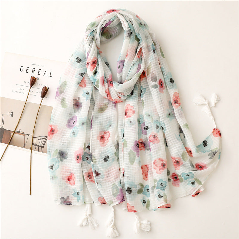 Ladies Soft Cotton Linen Feel Sunscreen Scarf
