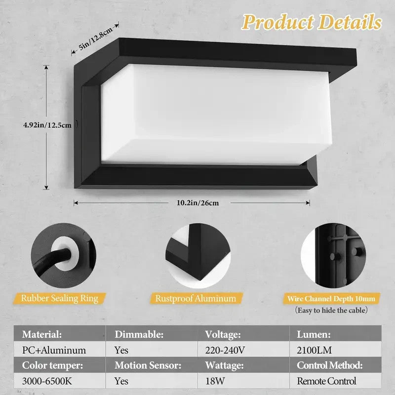 Waterproof Wall Lamp Infrared Sensing Model -built-in Sensing- Cold Light