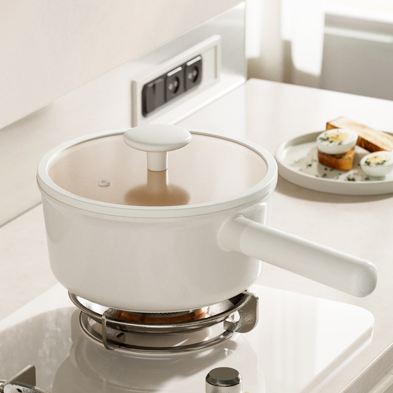 2 Piece Set 6.3 Inch,7.87 Inch ,1.5 QT,3 QT, Aluminum Mini Pots With Detachable Handles And Glass Lids ,Free Of PFOA,PFOS, Dishwasher Safe, Compatible With Gas,Electric Ceramic Cooktops