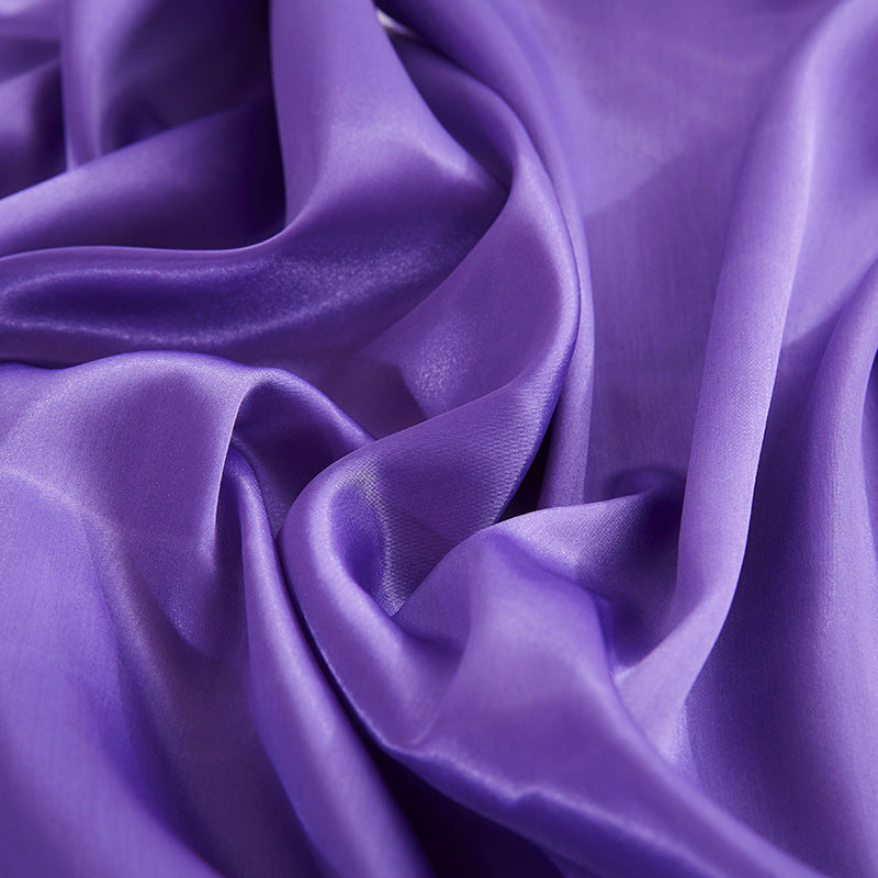 Solid Color Artificial Silk Pillow Cover Plain Zipper