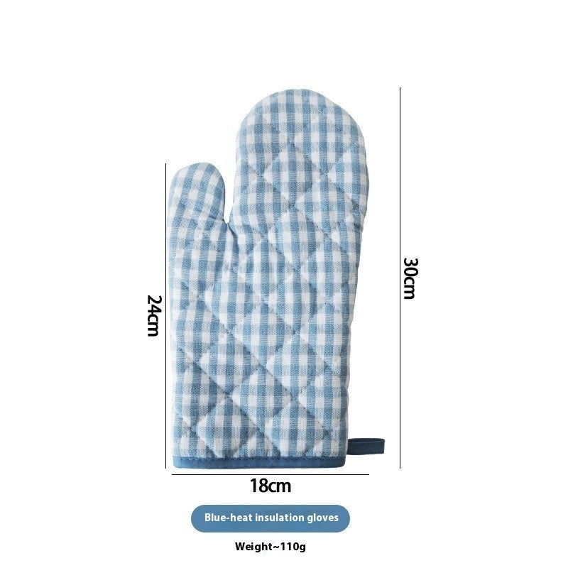 Cotton Yarn-dyed Plaid Baking Gloves Scald Preventing Met