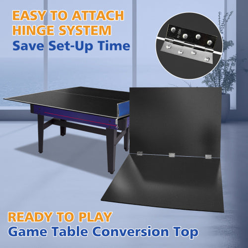 6x3ft Black Mid-Size Ping Pong Conversion Top Foldable & Portable Table Tennis Table Top For Indoor Games