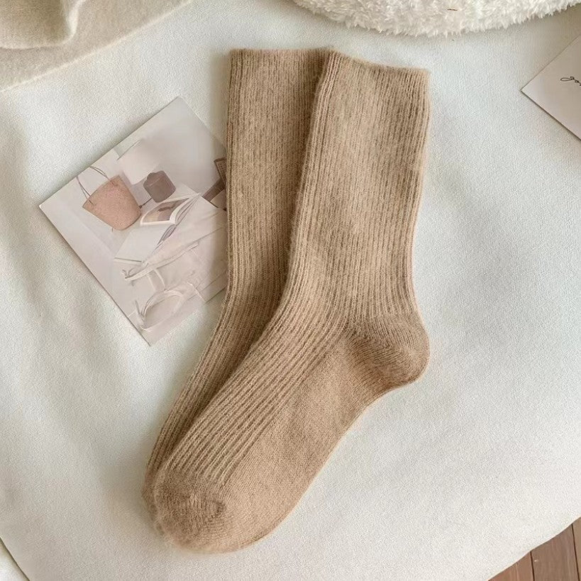 Pure Color All-matching Thickened Thermal Middle Tube Wool Socks Children