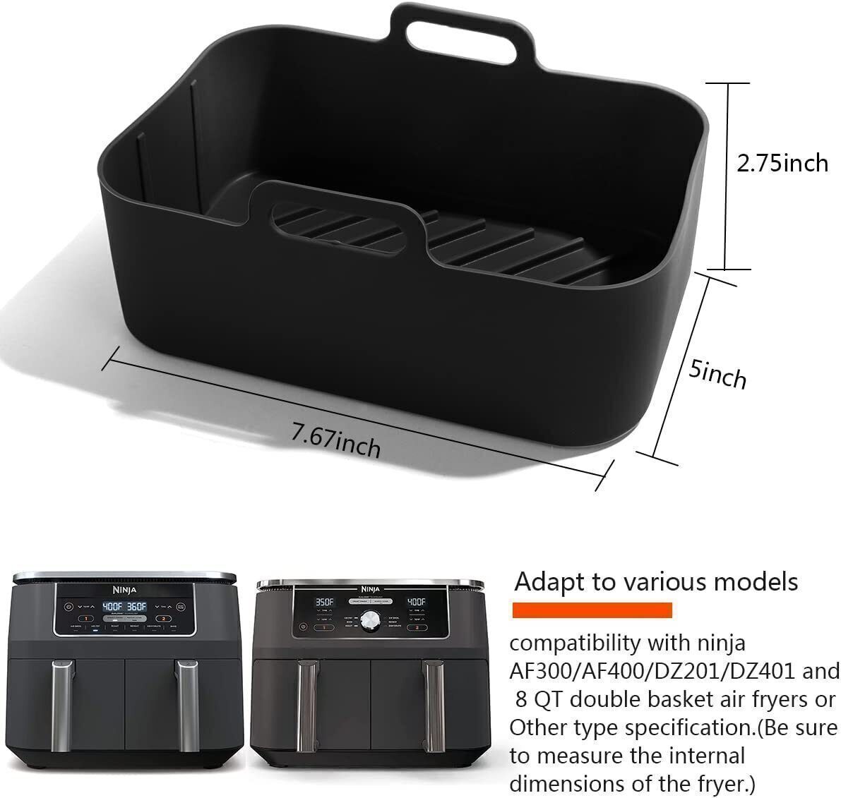 2 PCS Air Fryer Silica Gel Baking Pan Dual Basket Liner Handle Baking Oven New