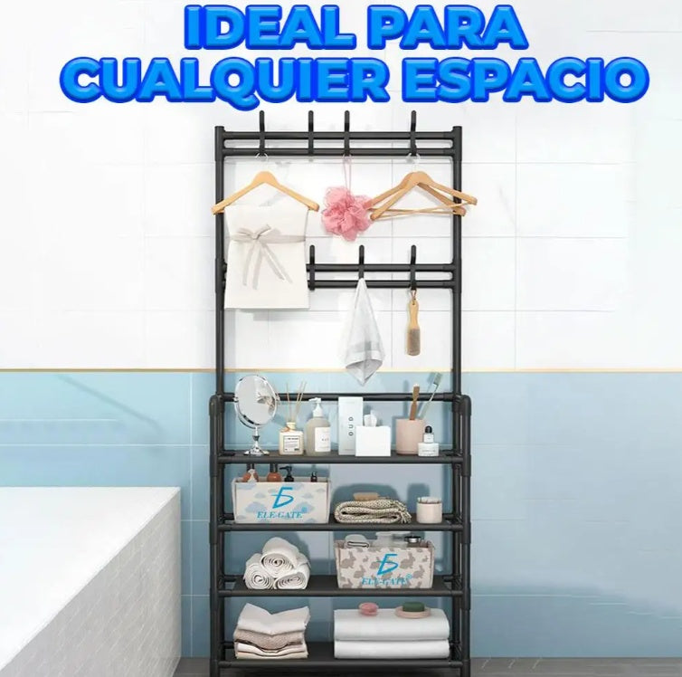 5 Tier Organizer With Double Bar Hangers For Shoes And Clothes