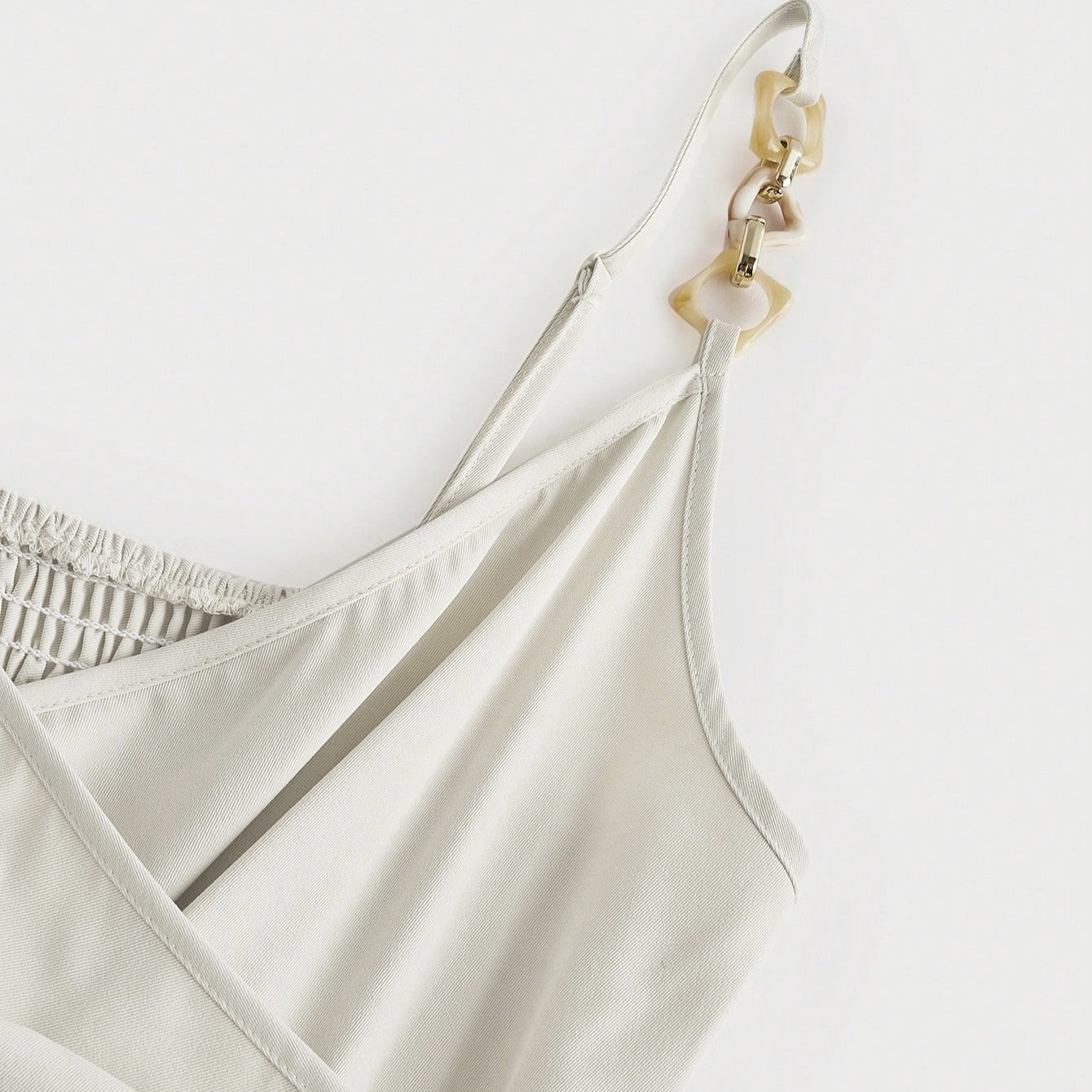 Ladies' Solid Color Elegant Fashion V-neck Strap Buckle Shoulder Strap Design Strap Jumpsuit