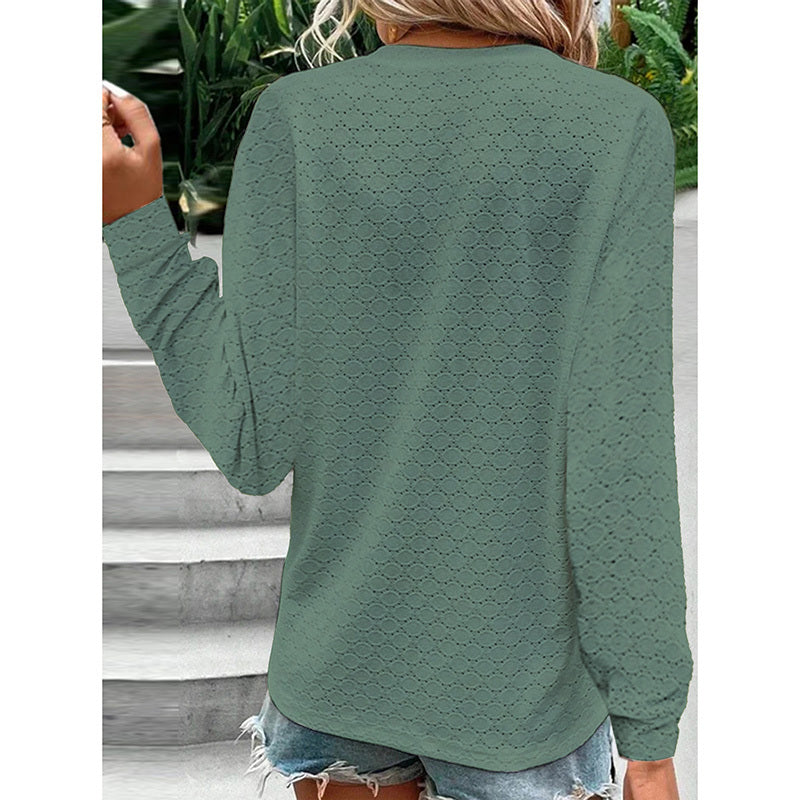 Women's Long Sleeve Shirts Dressy Casual Button V Neck Tops Loose Fit Trendy Fall Clothes