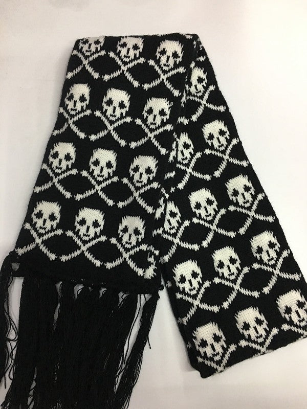 Knitted Jacquard Thickened Warm Casual Skull Scarf