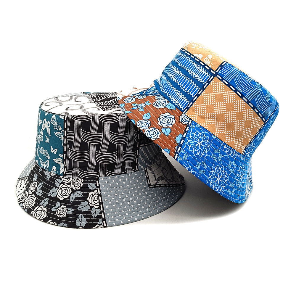 Geometric Bucket Hat Color Matching Printing Double-sided Wear Bucket Hat