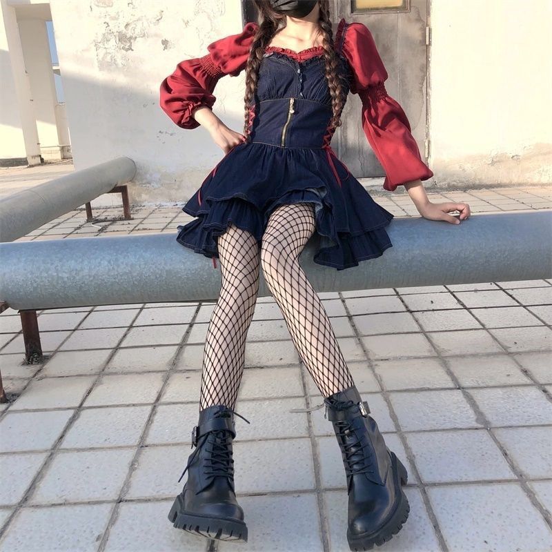 Black Silk Jk Polka Dot Superb Fleshcolor Pantynose