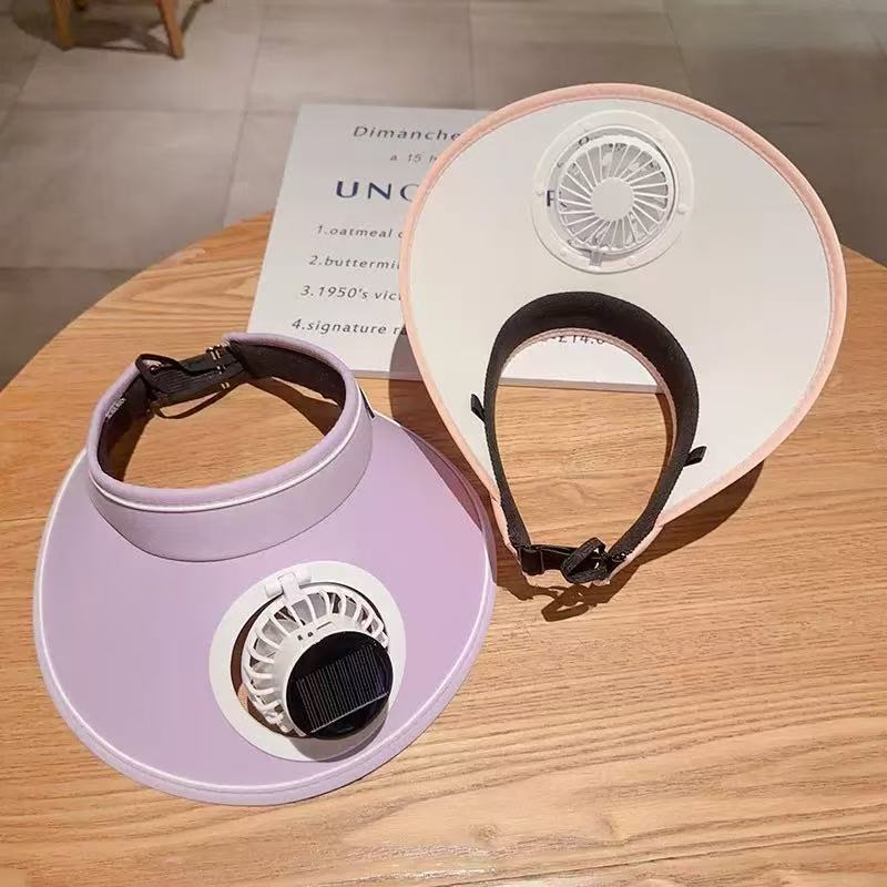 Summer Solid Color Solar Fan Cap Women's Multi-functional Outdoor