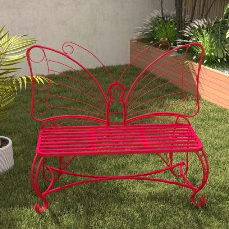 Butterfly Cast Metal Garden Bench, Outdoor Bench Patio Seat, Park Bench Outdoor Seating For Garden, Yard, Park, Entryway
