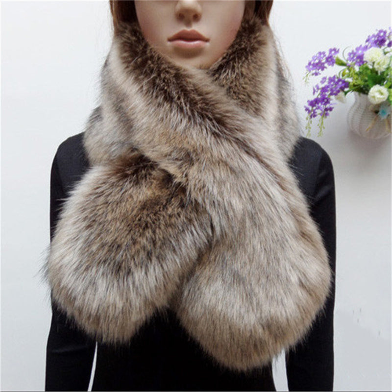 Women's Faux Fur All-match Warmth Cross Scarf